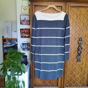 GAP Work Stripe Wool Sweater Dress - Gray/Cream, Size XS
